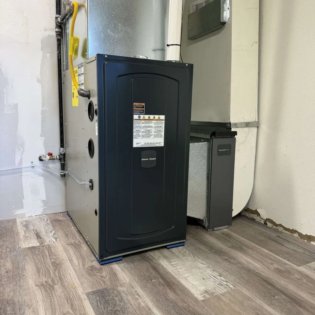 American Standard gas furnace installed in a Seattle area home.