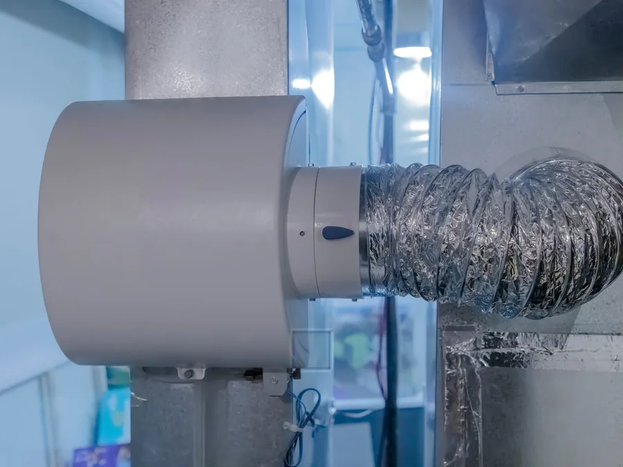 Fresh air ventilation and humidity control ductwork installed in a Seattle area home.